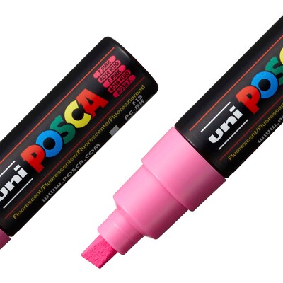 POSCA PC-8K Water Based Paint Marker, Broad Chisel Tip, Fluorescent Pink, 2/Pack (UBCPC8KFPINK-2)