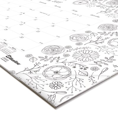 2027 Blueline DoodlePlan 10.875" x 17.75" Monthly Desk Pad Coloring Calendar, Black/White (C2917001-27)