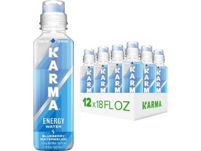 Karma Blueberry Watermelon Energy Water, 18 fl. oz., 12 Bottles/Carton (8802)