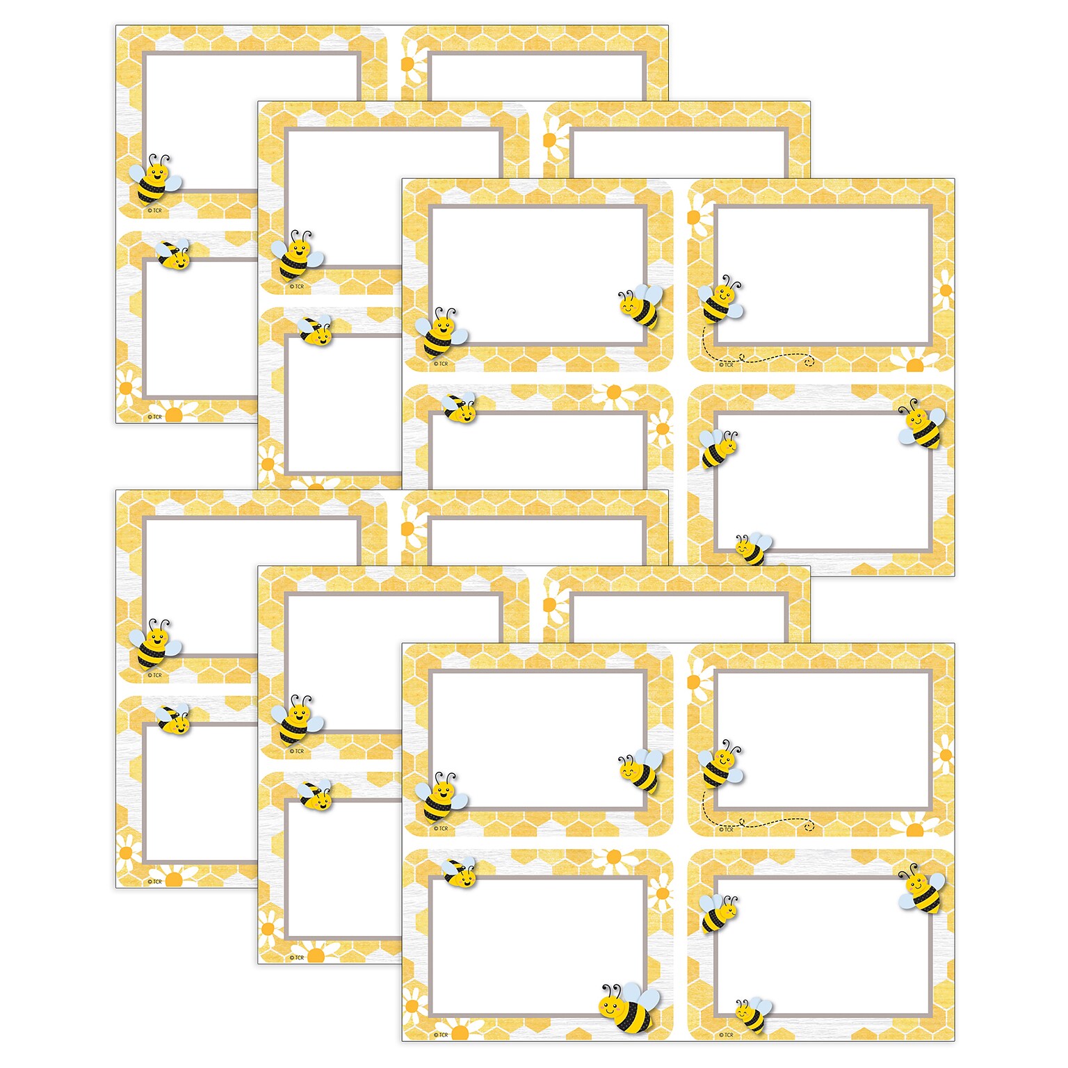 Teacher Created Resources Buzzing Bees Name Tags/School Name Tags, 3.5 x 2.5, 36/Pack, 6 Packs/Bundle (TCR6910-6)