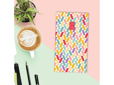 2024-2026 Willow Creek Abstract Party 3.5" x 6.5" Academic Monthly Planner, Paper Cover, Multicolor  (46258)