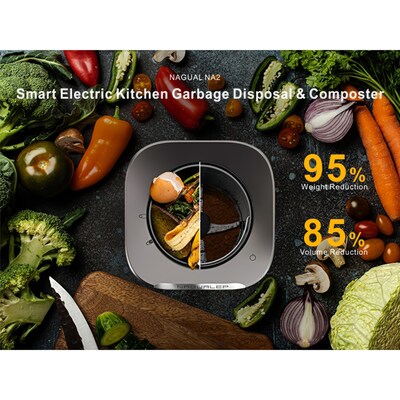 Nagual NA2 0.66 Gallon Indoor Kitchen Smart Electric Composter, Gray (B0D22PN4ZJ)