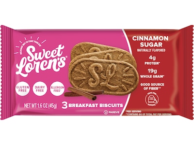 Sweet Lorens Gluten Free Cinnamon Sugar Breakfast Biscuits, 1.6 oz., 8 Packs/Box (27226)