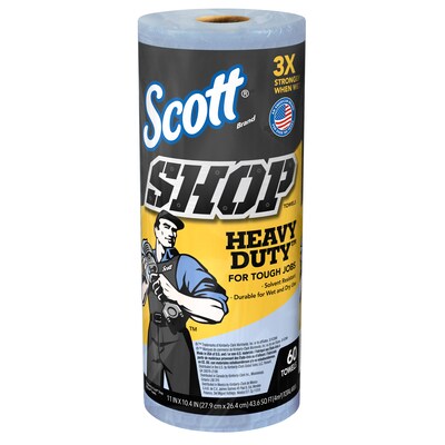 Scott Shop Towels Heavy Duty Nylon Towels, Blue, 55 Sheets/Roll, 12 Rolls/Carton (32992)