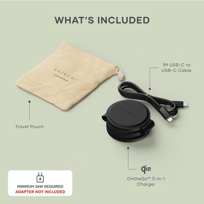 Satechi OntheGo 3-in-1 Wireless Charger, Black (ST-QTG31K)