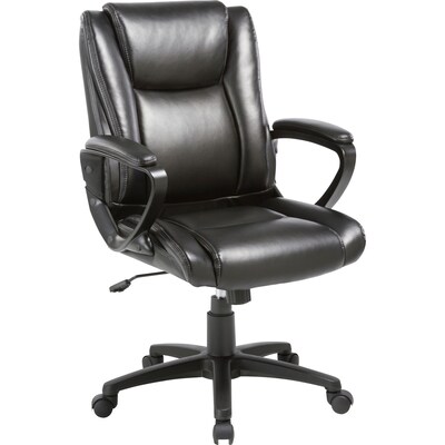 Lorell Bonded Leather Swivel Executive Chair, Black (LLR81801)
