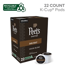 Peets Coffee House Blend Coffee Keurig® K-Cup® Pods, Dark Roast, 22/Box (6546)