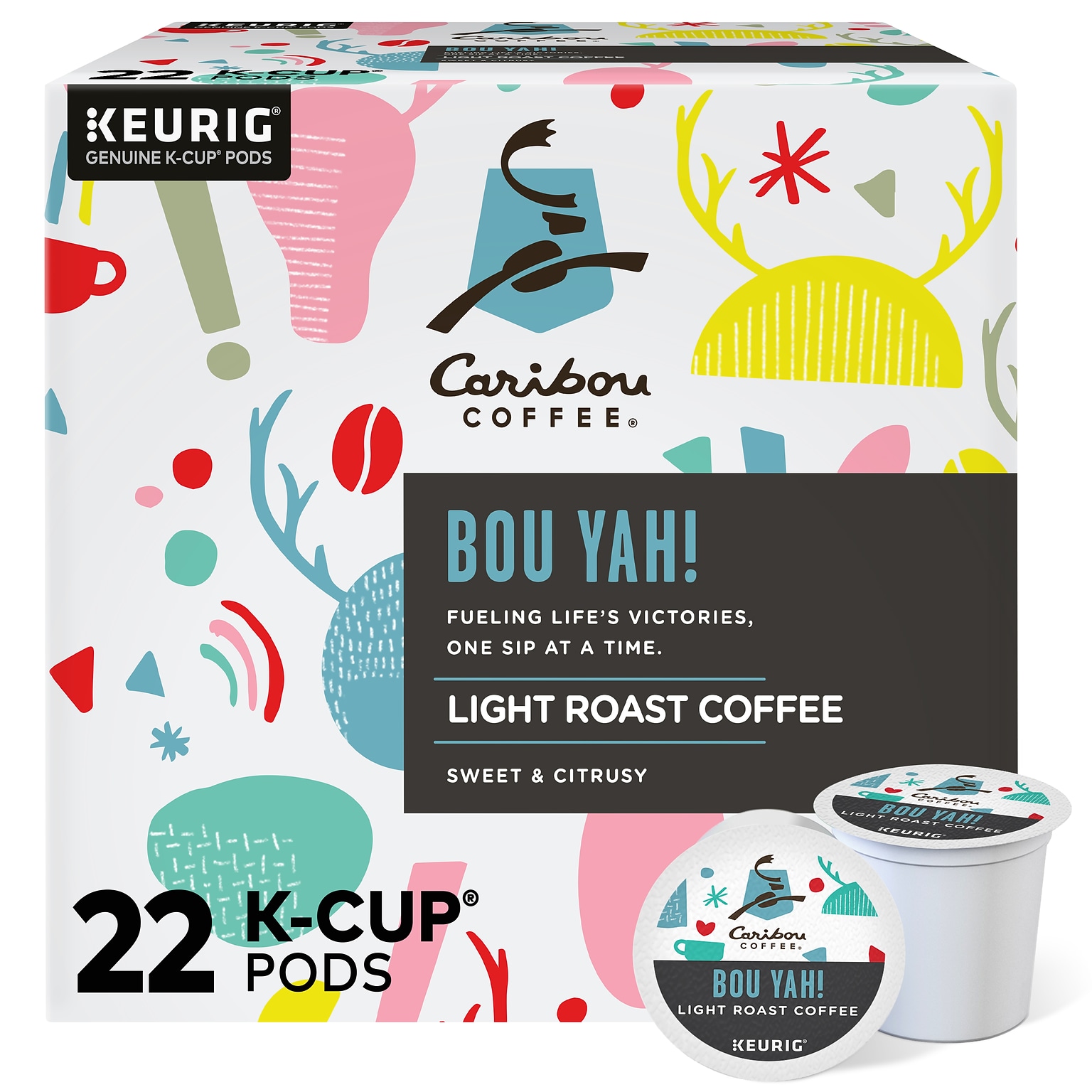 Caribou Coffee Bou Yah Coffee Keurig® K-Cup® Pods, Light Roast, 22/Count (5000368779)