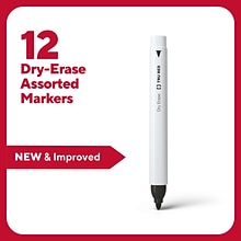 TRU RED™ Pen Dry Erase Markers, Fine Tip, Assorted, 12/Pack (TR61434-CC)