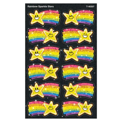 Trend Enterprises Rainbow Stars Sparkle Stickers, Multicolored, 24/Pack, 6/Packs/Bundle (T-46307-6)