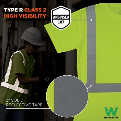 Ergodyne GloWear 8274 High Visibility Short Sleeve Women’s T-Shirt, ANSI Type R Class 2, Lime, 3XL (22077)