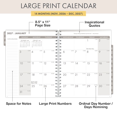 2027 Excello Brands Essential Pro 8.5 x 11 Weekly & Monthly Planner, Watercolor Butterflies (ESPRO-CY27-8511-33)