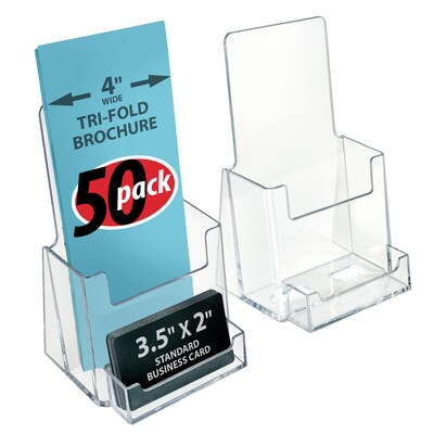 Azar Broshure Holder, 7.25" x 4", Vertical, Freestanding, Clear Acrylic, 50/Pack (252922-50PK)