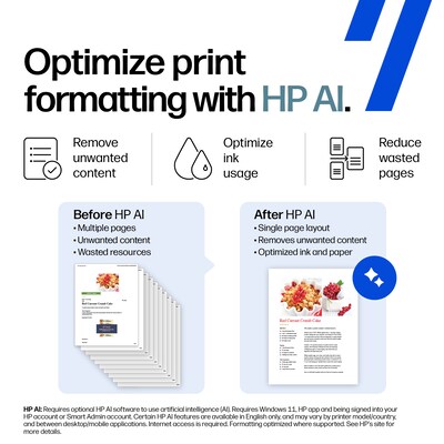HP OfficeJet Pro 8139e Wireless Color All-In-One Printer, Scan, Copy, Fax, 1 Year Free Instant Ink, AI Enabled (40Q51A)