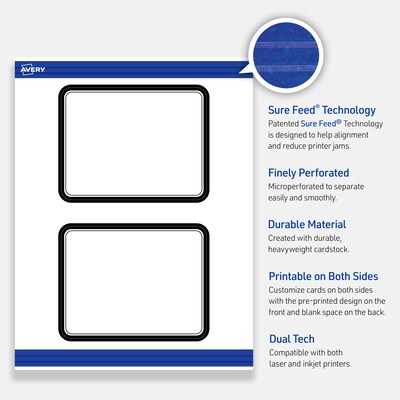 Avery Double Black Border Matte Blank Card, White, 20/Pack (S00-DM4)