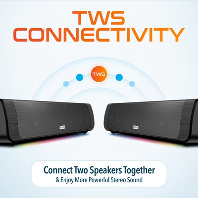 Delton SB200 20-Watt Wired/Wireless Soundbar Computer Speaker, Black (DSB200)