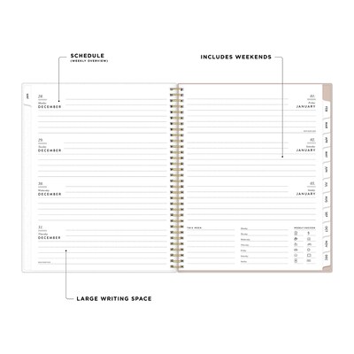 2027 Blue Sky Bespoke Letterpress Pears & Bluebirds 8.5 x 11 Calendar Year Weekly & Monthly Standard Planner, Plastic Cover