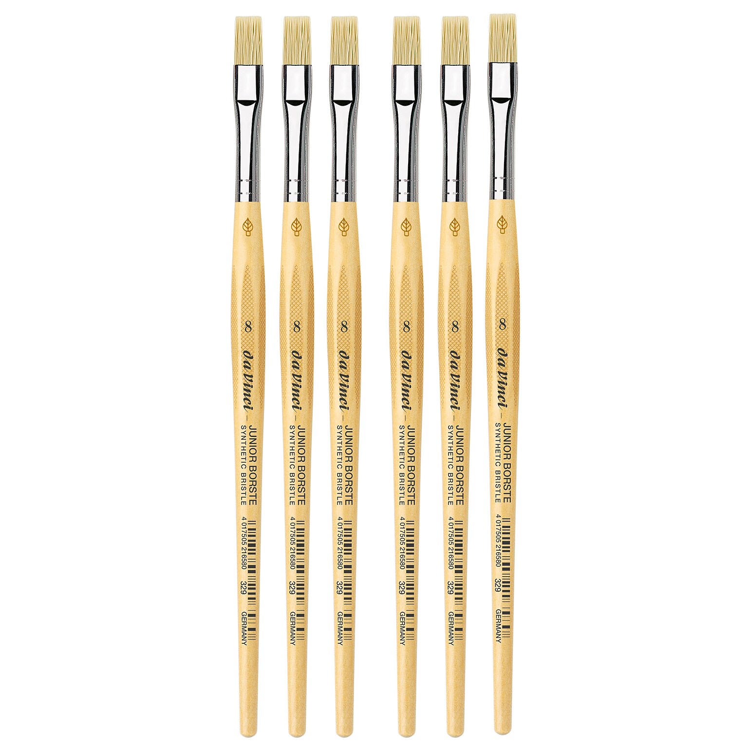 da Vinci JUNIOR BORSTE Tempera Synthetic Student Flat Brush, 6 Brushes/Pack (DVXVA3298-6)