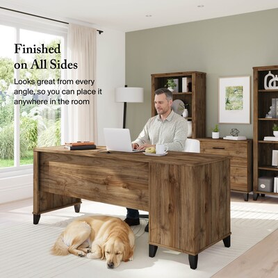 Bush Furniture Somerset 72"W Office Desk with Drawers, Fresh Walnut (WC81372)