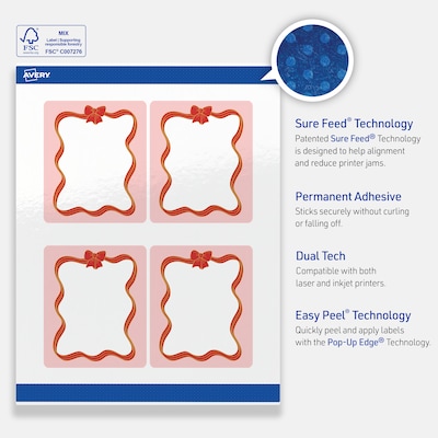 Avery Rectangle Multipurpose Labels, 4" x 3-1/3", White, 40/Pack (19479370574)