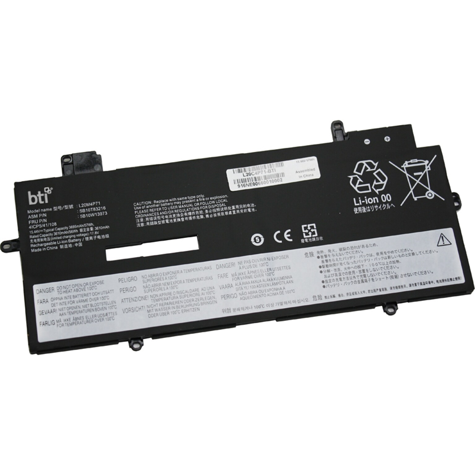 Battery Technology Li-Ion Replacement Battery for Lenovo ThinkPad X1 Carbon Gen 9, 3690mAh (L20C4P71-BTI)