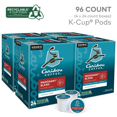 Caribou Mahogany Blend Coffee Keurig® K-Cup® Pods, Dark Roast, 96/Carton (10312)