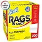 Scott Rags In a Box Cleaning Rags, White, 200 Rags/Box (72560)