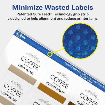 Avery Laser/Inkjet Multipurpose Square Labels, 1.5" x 1.5", Clear, 200 Labels/Pack (94106)