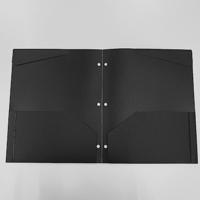 3-Hole Punched 2-Pocket Presentation Folder, Black (60617)