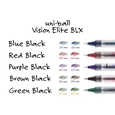 uniball Vision Elite BLX Rollerball Pens, Bold Point, 0.8mm, Assorted Colors, 5/pk (1832404)