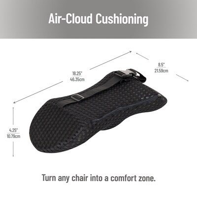 Mind Reader Memory Foam Back Cushion Lumbar Support Pillow with Air-Cloud Technology, Black (LUMBACK-BLK)