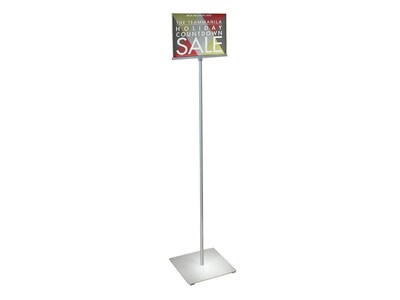 Azar Sign Holder, 11" x "8.5", Horizontal, Freestanding, Clear/Silver Acrylic (300864)