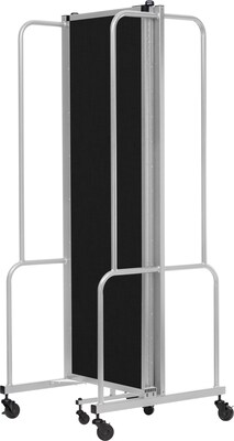 National Public Seating Robo Series 3-Panel Folding Mobile Room Divider, 72"H x 72"W, Black Fabric (RDG6-3PT10)