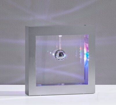 Simplee Adesso 9"H LED Disco Ball Motion Light Box, Silver (SL3982-22)