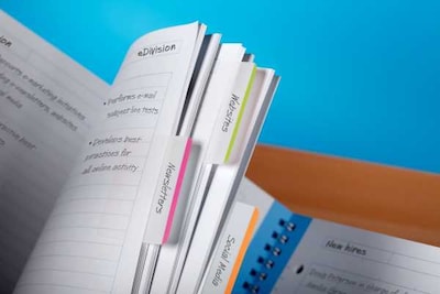 Post-it Durable Filing Tabs, 1" Wide, Assorted Colors, 66 Tabs/Pack (686-GBR)