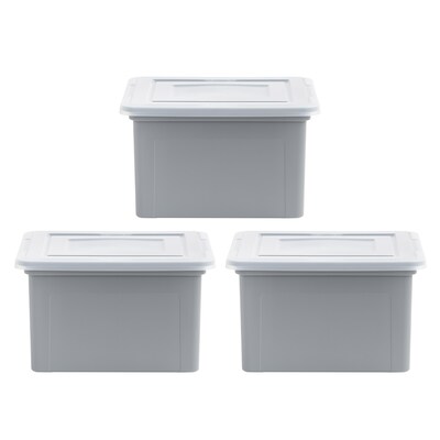 Iris 35 Quart Storage Container, Plastic, Gray, 3/Pack (500166)