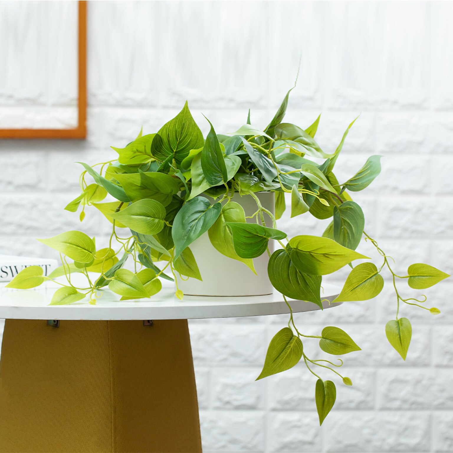Forever Leaf Artificial Ivy Foliage Plant in White Ceramic Pot (FEV-IVYW)