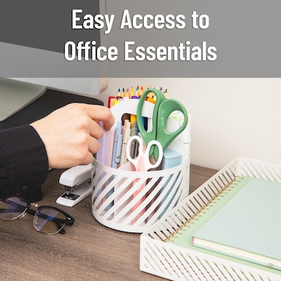 Mind Reader 4-Compartment Rotating Metal Desk Organizer, White (MOSBASK-WHT)