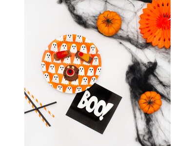 Pukka Party Ghost Halloween Paper Plates, Orange, 8/Pack (PTY552)