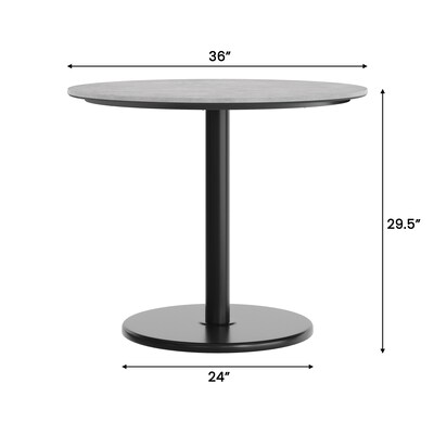 Flash Furniture Acadia 36" Round Wooden Dining Table with Round Base, Gray Faux Concrete/Black Base (STRD36CGTR24)