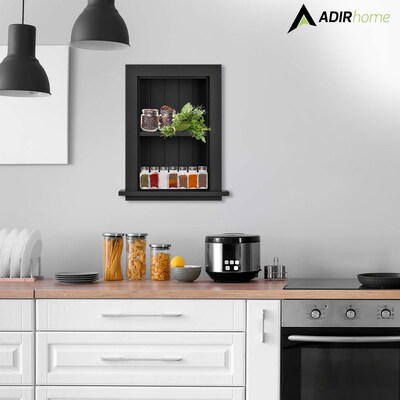 AdirHome 1-Shelf Recessed Wall Mount Shelf, 19" x 12.75" x 4.75", Black (515-01-BLK)