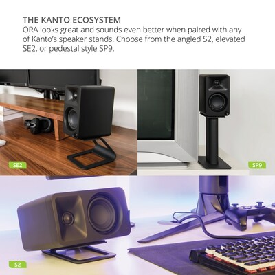 Kanto ORA 100W Bluetooth Reference Desktop Speaker, White, Pair (ORAMW)