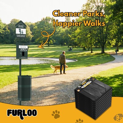 Furloo Heavy Duty Pet Waste Disposal Bags, 2 Gallons, Black, 1000 Total Bags (FLO21-10)