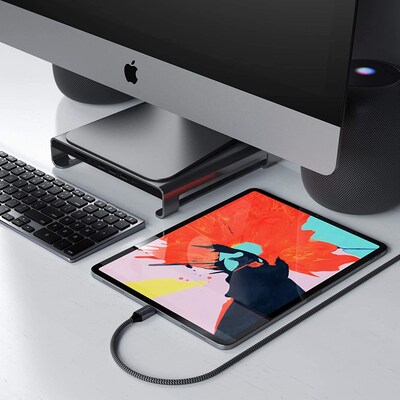 Satechi 6.5' USB Type-C to USB Type-C Charging Cable, Male to Male, Black/Gray (ST-TCC2MM)
