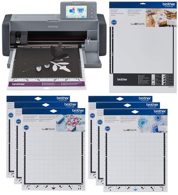 Brother ScanNCut DX Electronic Cutting Machine with Scanner (SDX125EGY), 6 Adhesive Mats, 1 Non-Tack Scanning Mat, 12 x 12