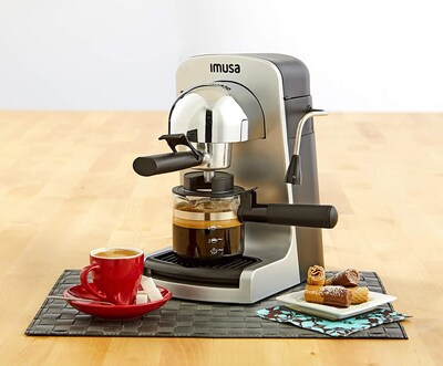 Imusa 4-Cups Steam Espresso Machine, Silver (GAU18215)