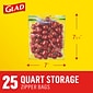 Glad Zipper Storage Bags, Quart, 25/Box (55052)