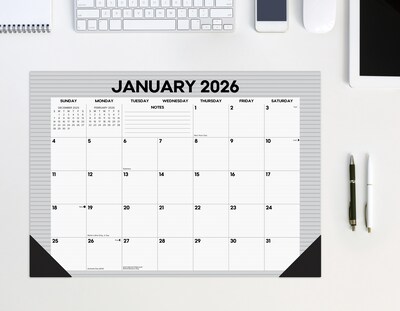2025-2026 Willow Creek Pinstripe 17" x 12" Academic Monthly Desk Pad Calendar, Multicolor (56943)