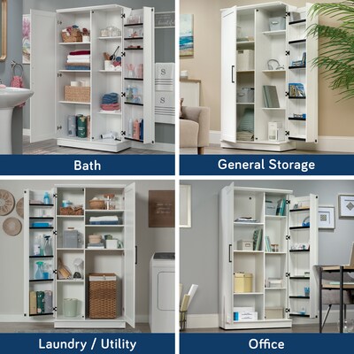 Sauder HomePlus 71"H Storage Cabinet with 12 Shelves, Soft White (422427)