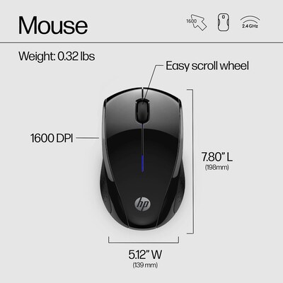 HP X3000 G3 Wireless Ergonomic Ambidextrous Optical Gaming Mouse, Black (683N7AA#ABL)